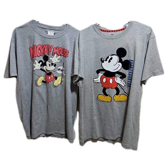 Lot of 2 • Disney Mickey Mouse Tees • Men's Size Large • Heather Gray [146] - Picture 1 of 16